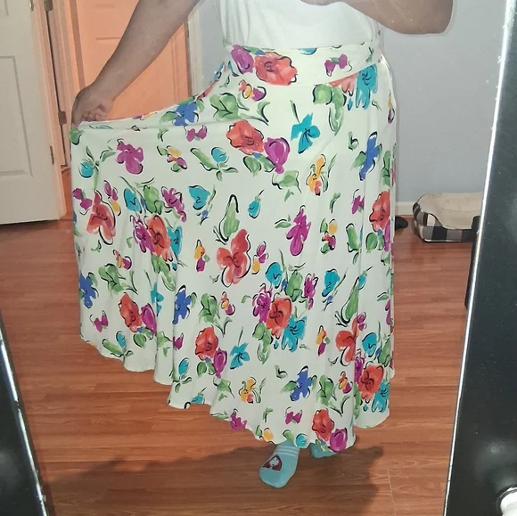 VTG Carole Little Multicolor Floral A-Line Skirt - Picture 4 of 6